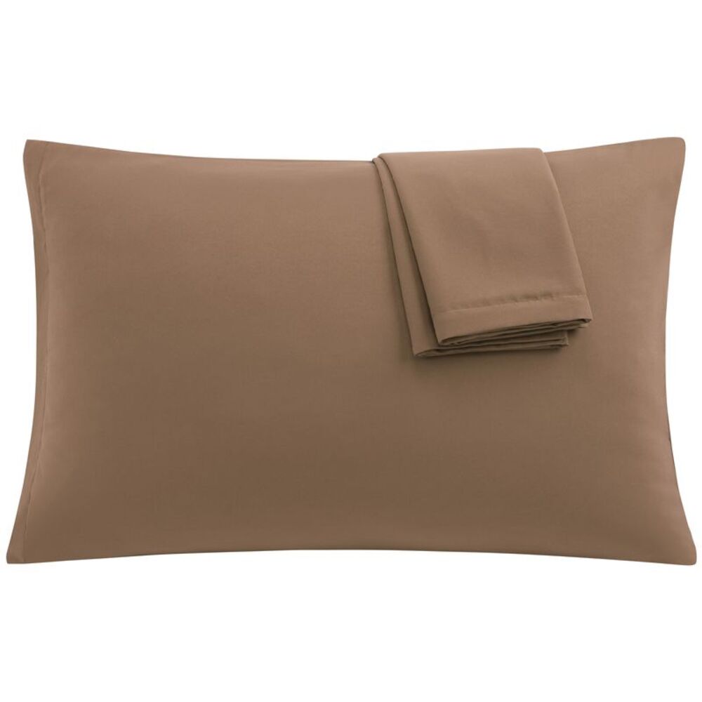 2pcs Pillow Cases Soft Microfiber Pillowcases with Zipper (20"x30") Brown